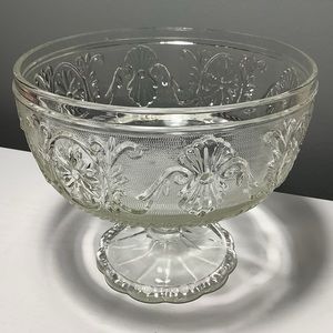 Indiana Glass 4 Seam Pressed Glass Compote
